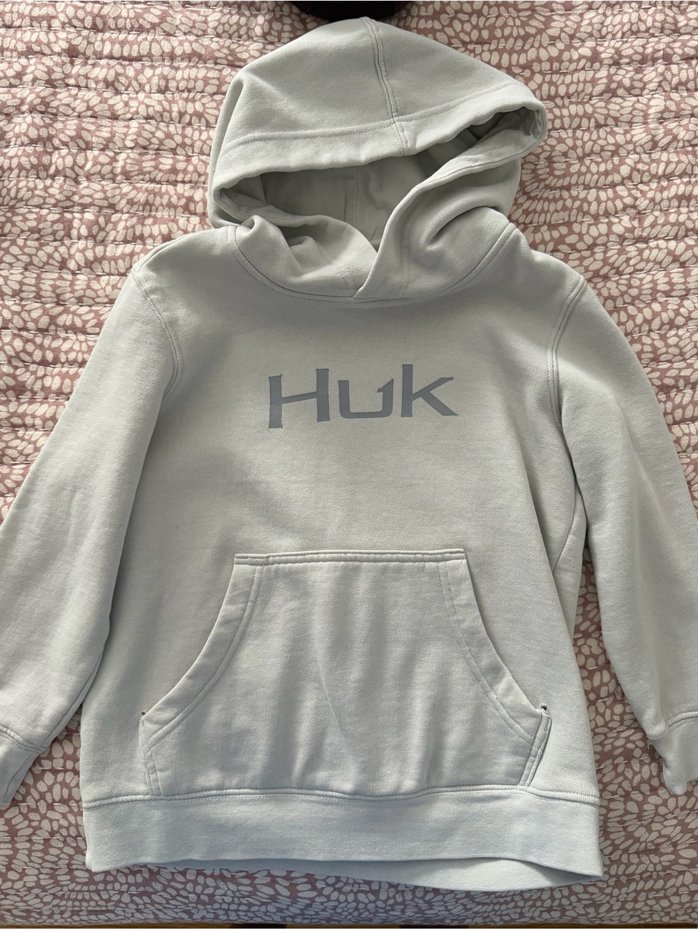 Huk Kids Pale Gray Hooded Sweatshirt with Logo